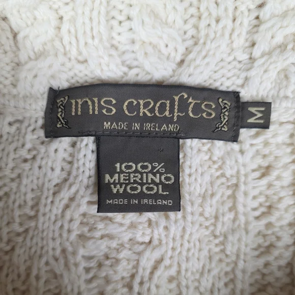 Inis Crafts Chunky Cream Wool Longline Cardigan size - Picture 9 of 15